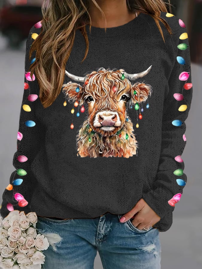 Women's West Highland Cow Print Casual Sweatshirt