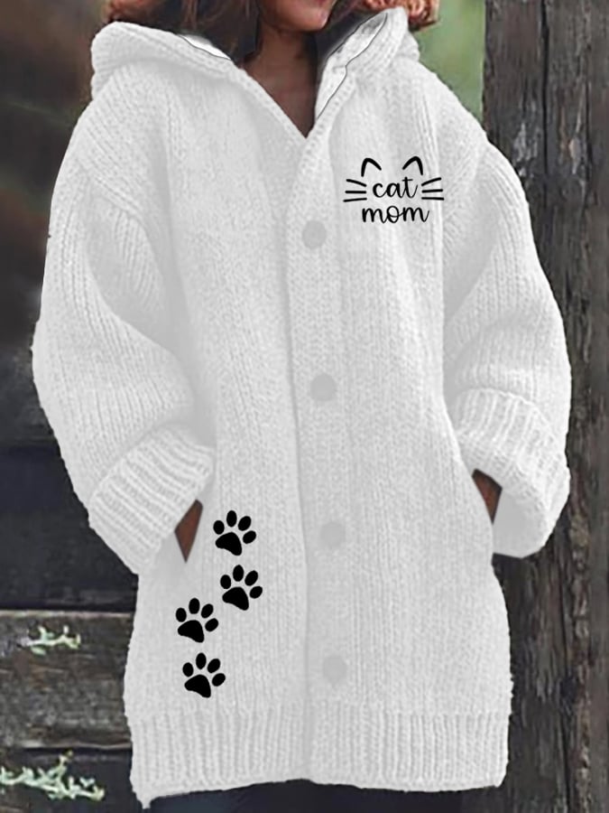 Women'S Cute Paw Print Button Design Jacket