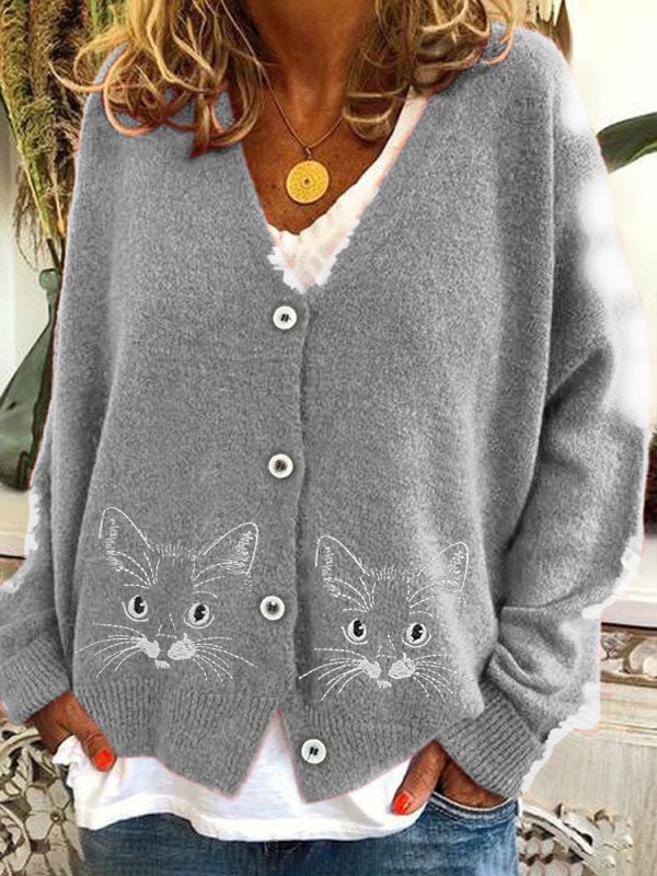 Women's Cute Cats Knit Cardigan