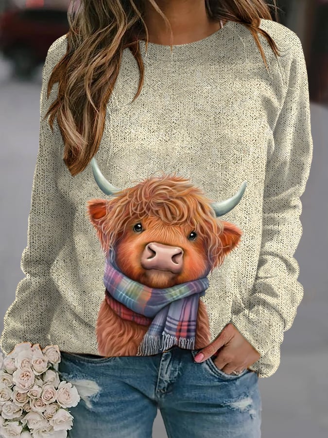 Women's West Highland Cow Print Casual Sweatshirt