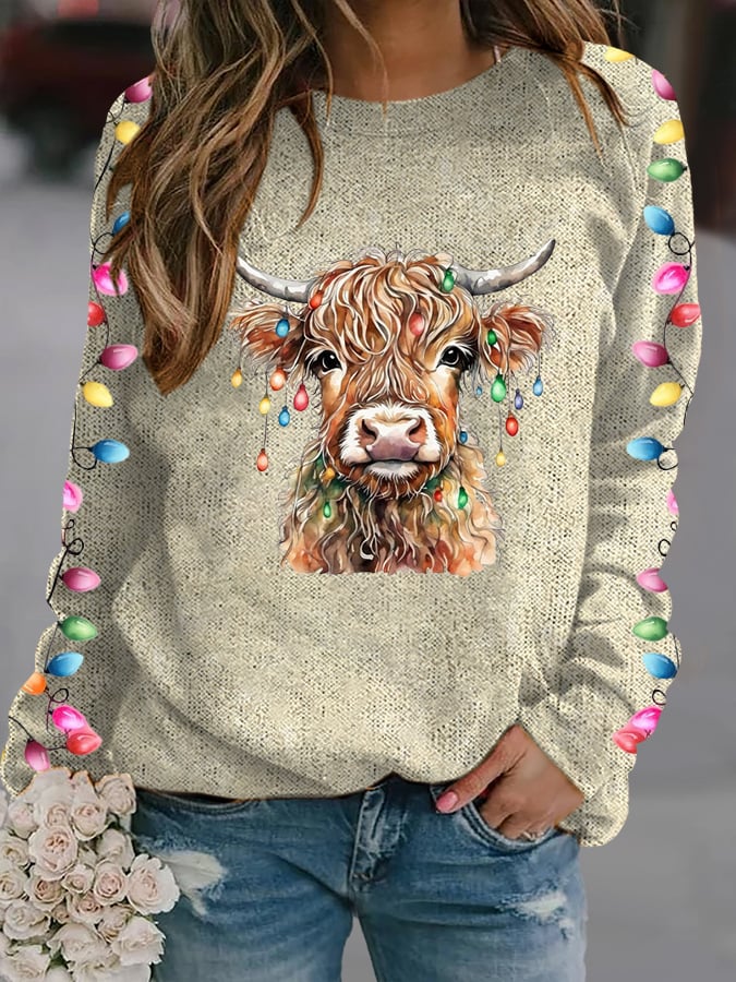 Women's West Highland Cow Print Casual Sweatshirt