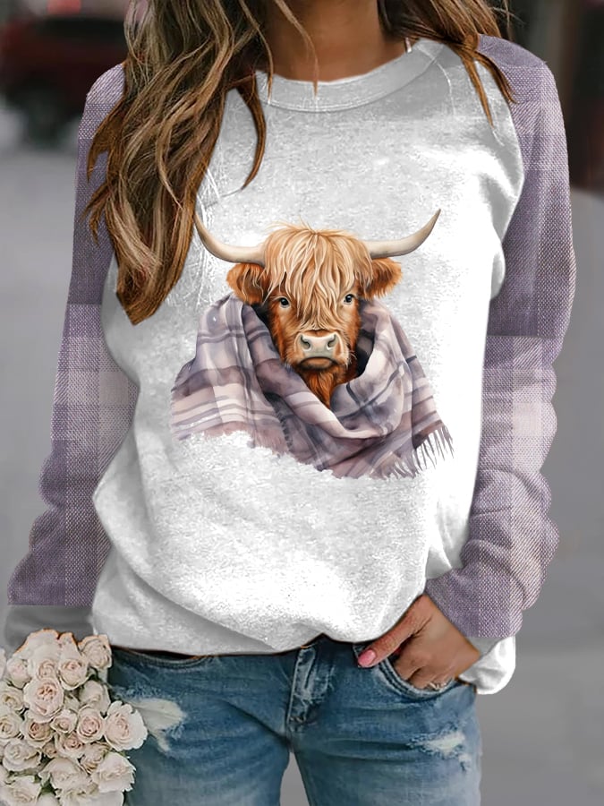 Women's West Highland Cow Print Casual Sweatshirt