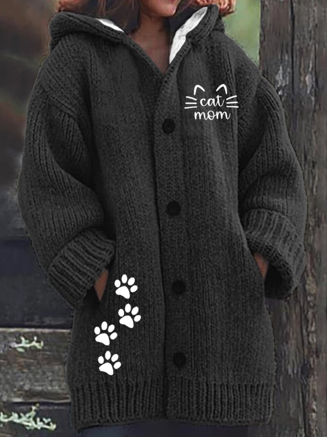 Women'S Cute Paw Print Button Design Jacket