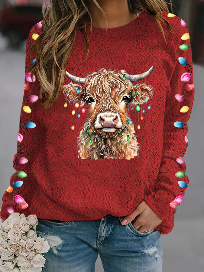 Women's West Highland Cow Print Casual Sweatshirt