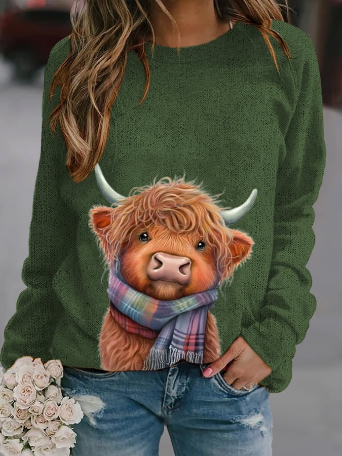 Women's West Highland Cow Print Casual Sweatshirt