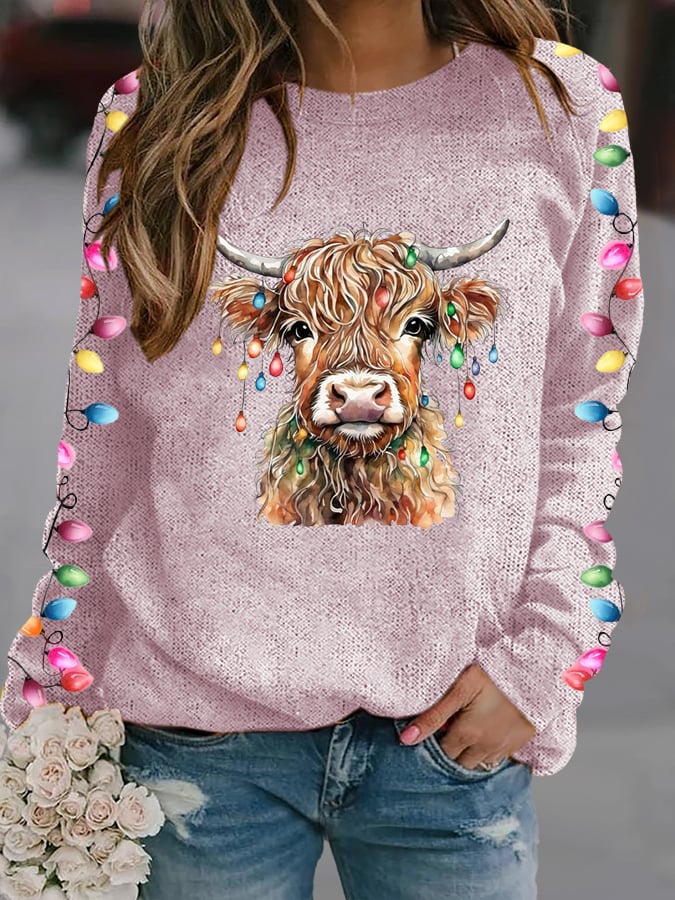Women's West Highland Cow Print Casual Sweatshirt